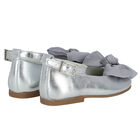 Younger Girls Silver Bow Shoes, 3, hi-res